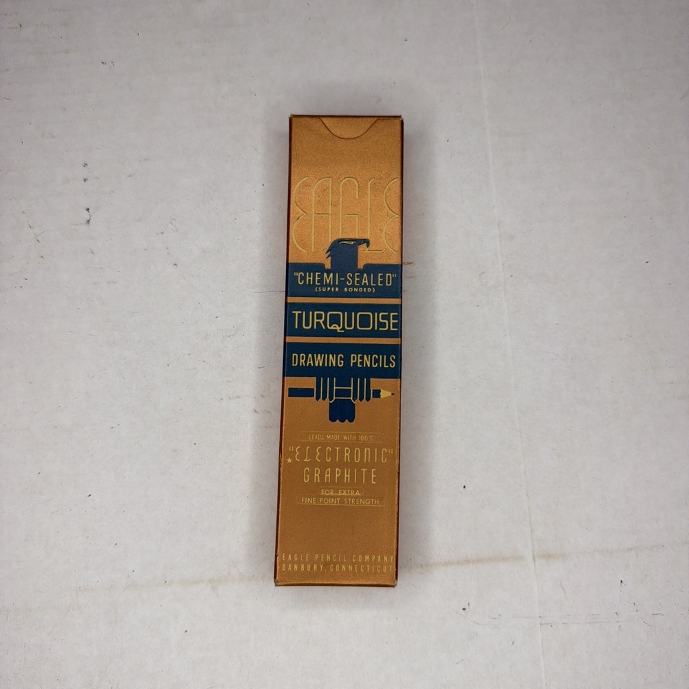 VTG Dated 1936 Box of 12 Eagle Turquoise Drawing Pencils 2H New Old Stock